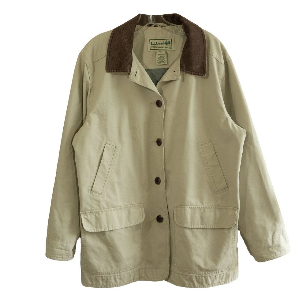 L.L. Bean Tan Utility Jacket with Brown Collar
